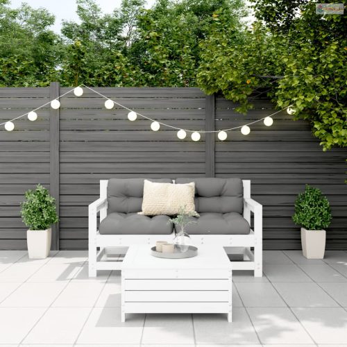 Fehér 3 részes tömör fenyőfa kerti kanapészett