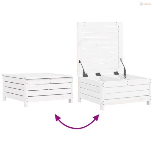 Fehér 3 részes tömör fenyőfa kerti kanapészett