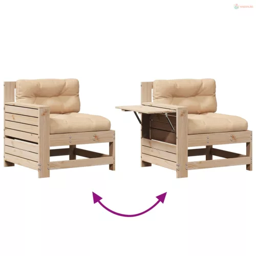 4 részes tömör fenyőfa kerti ülőgarnitúra párnákkal