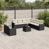 10 részes fekete polyrattan kerti ülőgarnitúra párnákkal