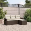 4 részes barna polyrattan kerti ülőgarnitúra párnákkal