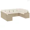 9 részes bézs polyrattan kerti ülőgarnitúra párnákkal