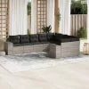 9 részes világosszürke polyrattan kerti ülőgarnitúra párnával