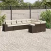 9 részes barna polyrattan kerti ülőgarnitúra párnákkal