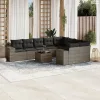 10 részes szürke polyrattan kerti ülőgarnitúra párnákkal