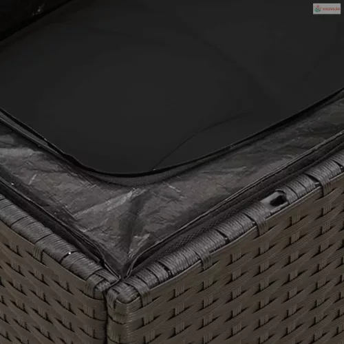 4 részes fekete polyrattan kerti ülőgarnitúra párnákkal