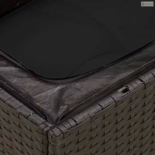 14 részes fekete polyrattan kerti ülőgarnitúra párnákkal