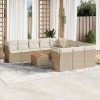 12 részes bézs polyrattan kerti ülőgarnitúra párnákkal