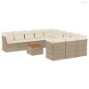 12 részes bézs polyrattan kerti ülőgarnitúra párnákkal