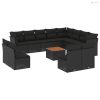 13 részes fekete polyrattan kerti ülőgarnitúra párnákkal