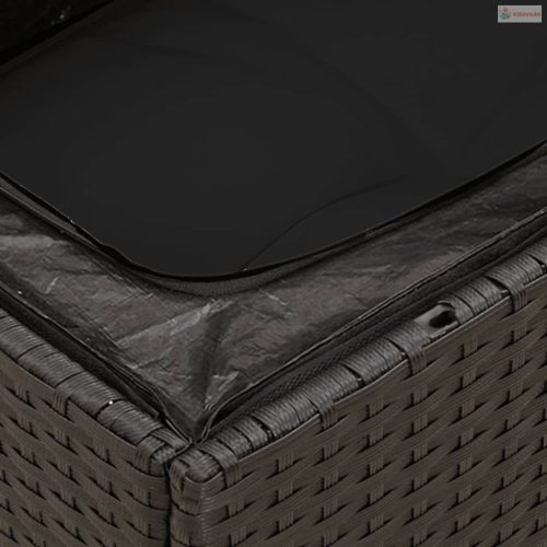 13 részes fekete polyrattan kerti ülőgarnitúra párnákkal