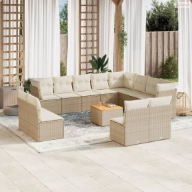   13 részes bézs polyrattan kerti ülőgarnitúra párnákkal