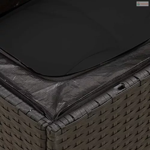 14 részes fekete polyrattan kerti ülőgarnitúra párnákkal