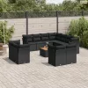 12 részes fekete polyrattan kerti ülőgarnitúra párnákkal