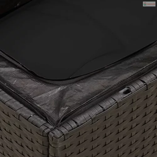 12 részes fekete polyrattan kerti ülőgarnitúra párnákkal