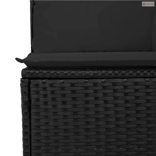 12 részes fekete polyrattan kerti ülőgarnitúra párnákkal