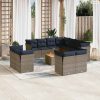 12 részes szürke polyrattan kerti ülőgarnitúra párnákkal