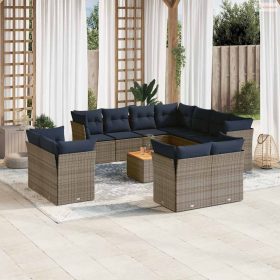   12 részes szürke polyrattan kerti ülőgarnitúra párnákkal