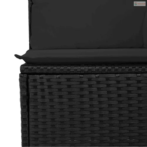 13 részes fekete polyrattan kerti ülőgarnitúra párnákkal