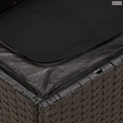 14 részes fekete polyrattan kerti ülőgarnitúra párnákkal