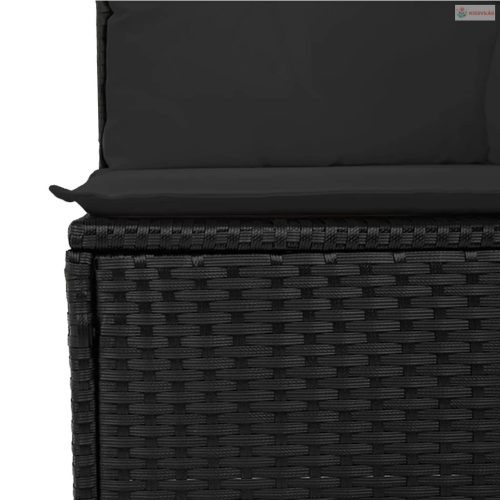 14 részes fekete polyrattan kerti ülőgarnitúra párnákkal
