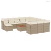 13 részes bézs polyrattan kerti ülőgarnitúra párnákkal