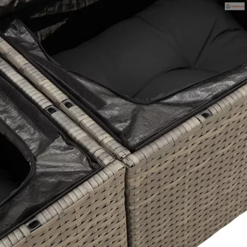 4 részes szürke polyrattan kerti ülőgarnitúra párnákkal