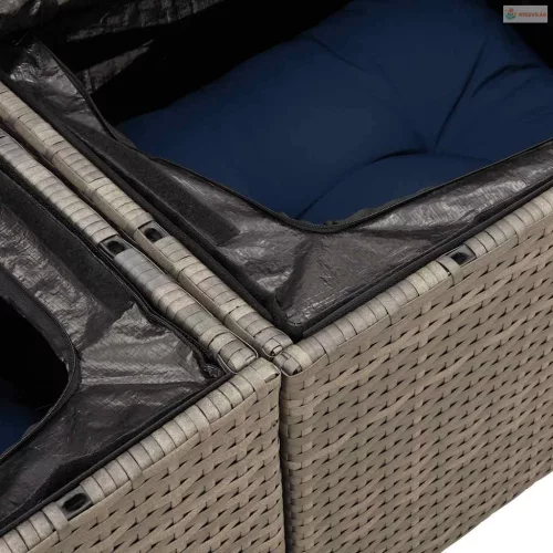 4 részes szürke polyrattan kerti ülőgarnitúra párnával