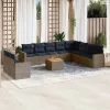 11 részes szürke polyrattan kerti ülőgarnitúra párnákkal