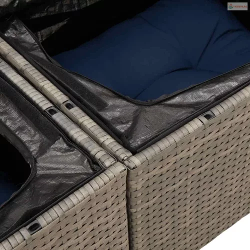 11 részes szürke polyrattan kerti ülőgarnitúra párnákkal