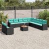 12 részes fekete polyrattan kerti ülőgarnitúra párnákkal