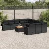 12 részes fekete polyrattan kerti ülőgarnitúra párnákkal