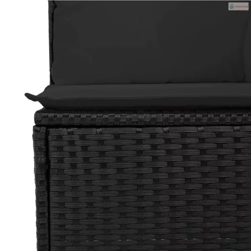 12 részes fekete polyrattan kerti ülőgarnitúra párnákkal