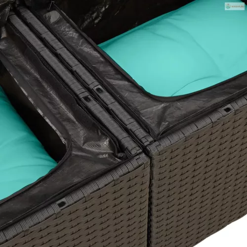 12 részes fekete polyrattan kerti ülőgarnitúra párnákkal