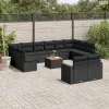 13 részes fekete polyrattan kerti ülőgarnitúra párnákkal