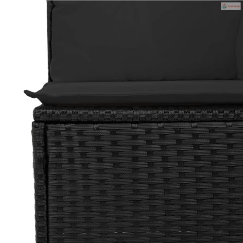 12 részes fekete polyrattan kerti ülőgarnitúra párnákkal
