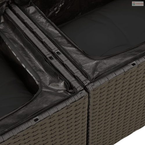 13 részes fekete polyrattan kerti ülőgarnitúra párnákkal