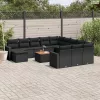 13 részes fekete polyrattan kerti ülőgarnitúra párnákkal