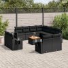 12 részes fekete polyrattan kerti ülőgarnitúra párnákkal