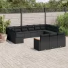 13 részes fekete polyrattan kerti ülőgarnitúra párnákkal