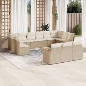   13 részes bézs polyrattan kerti ülőgarnitúra párnákkal