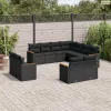 11 részes fekete polyrattan kerti ülőgarnitúra párnákkal