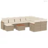 11 részes bézs polyrattan kerti ülőgarnitúra párnákkal