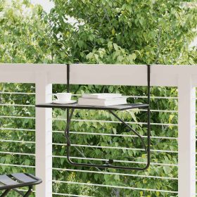 Fekete acél erkélyasztal 60 x 40 cm