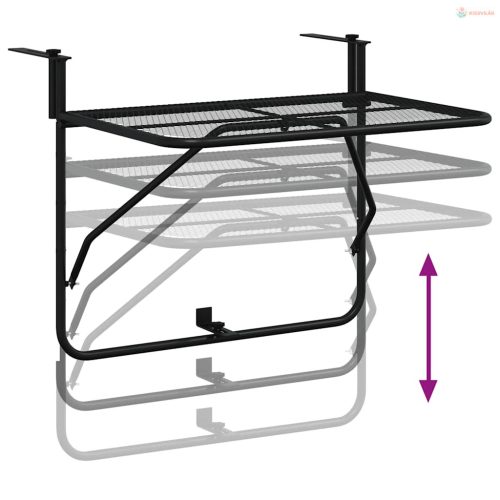 Fekete acél erkélyasztal 60 x 40 cm