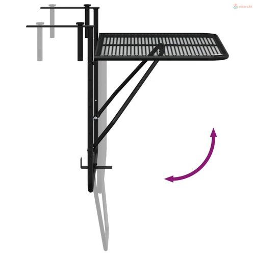 Fekete acél erkélyasztal 60 x 40 cm
