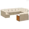 12 részes bézs polyrattan kerti ülőgarnitúra párnákkal