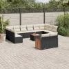 13 részes fekete polyrattan kerti ülőgarnitúra párnákkal