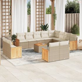   13 részes bézs polyrattan kerti ülőgarnitúra párnákkal