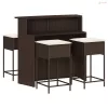 5 részes barna polyrattan kerti bárszett párnákkal